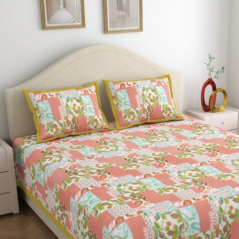 Ethnic Nest Cotton Bedsheet (Pink,Blue) - 120 TC media 3