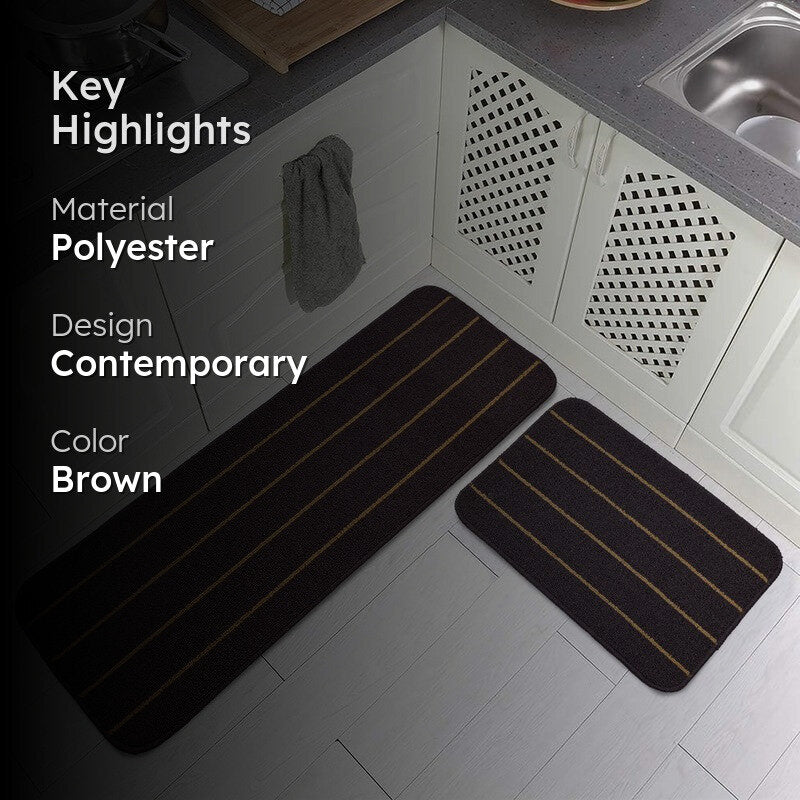 CozyLines Kitchen Floor Mats (Brown) - Set of Two media 2