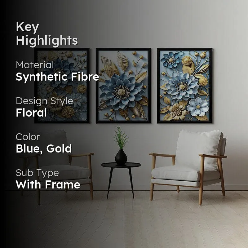 Elysian Blooms Wall Art With Frame - Set Of Three media 2