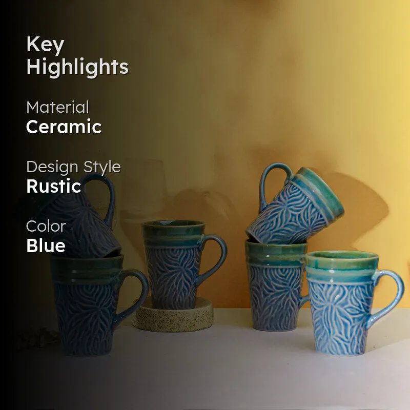 Ceramuse Ceramic Coffee Mug (300 m/Light Blue) - Set of Six media 2