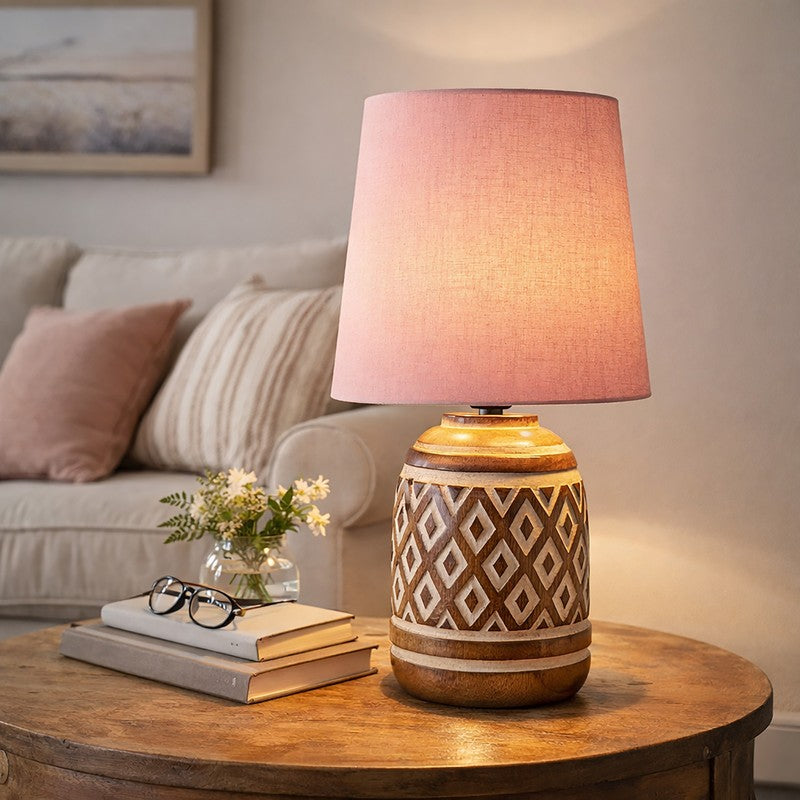 CleanEdge Wooden Table Lamp - Pink media 3