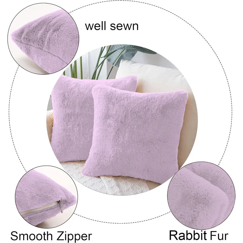 Fur Dual Cushion Cover Set (Lilac) - Set Of Two media 5