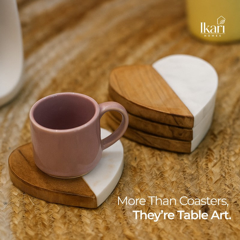 Heart Shaped Stone Acacia Wood Coasters media 3