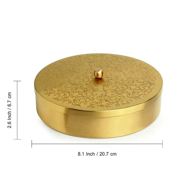 Royal Rasoi Matte Hand-Etched Brass Masala Box 40 ML media 8