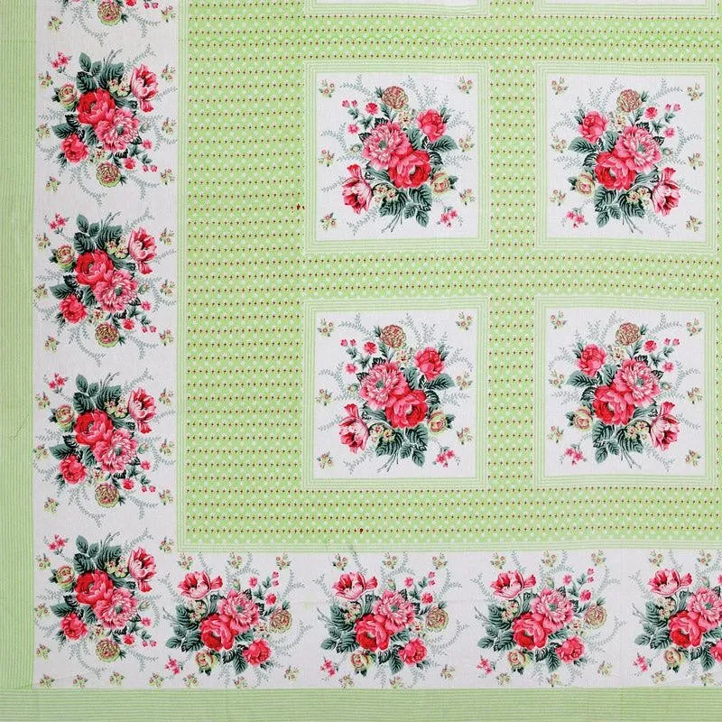 Neve Floral Cotton Bedsheet (Green) - 180 TC media 4