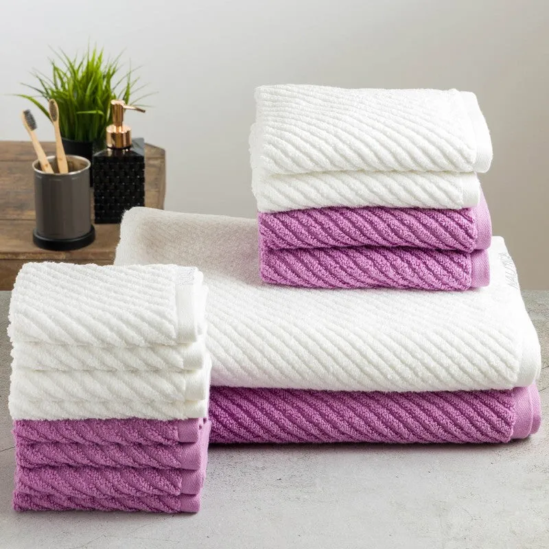 Nautica Riviera Soft Cotton Towel Set (White & Lilac) - Fourteen Piece Set media 4