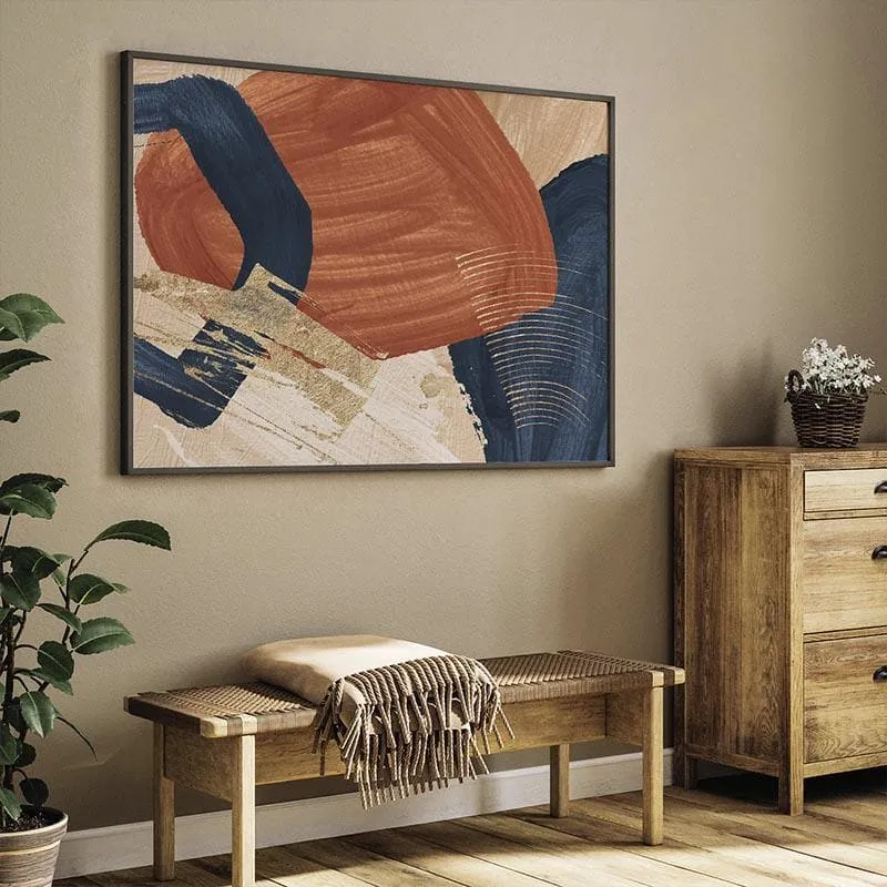 Clay Navy Canvas Wall Painting - Black Frame media 3