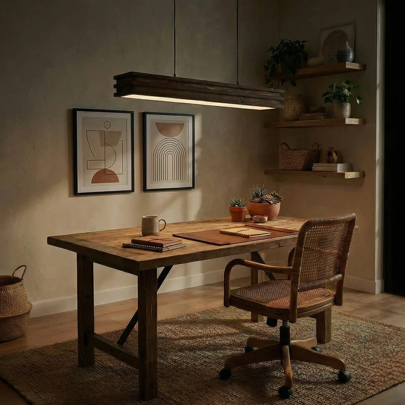 Fynn Linear LED Wooden Ceiling Lamp - Brown media 3