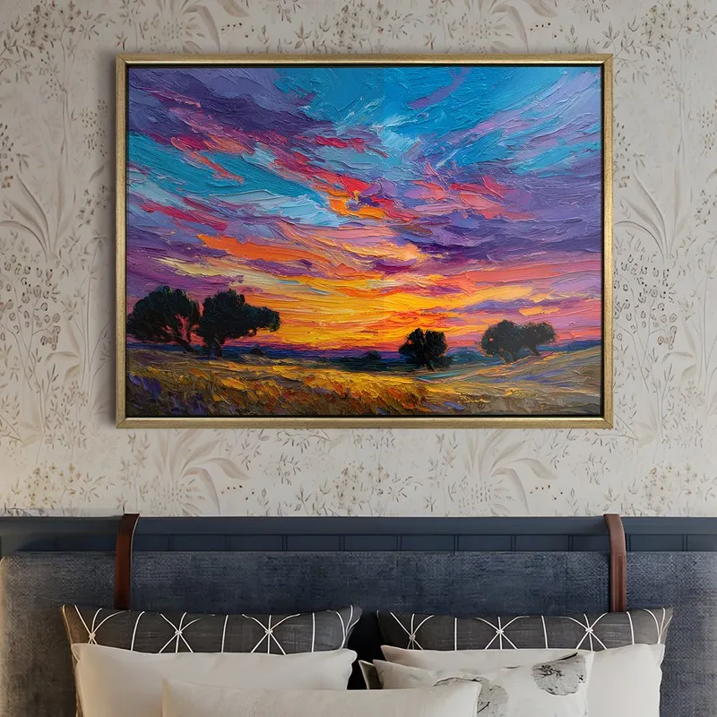 Stormlit Meadow Canvas Wall Painting With Frame media 5