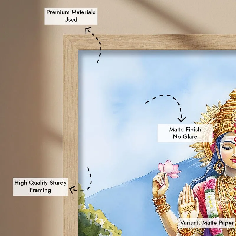 Shree Radhe Shyam Spiritual Archival Paper Wall Painting - Natural Brown Frame media 6
