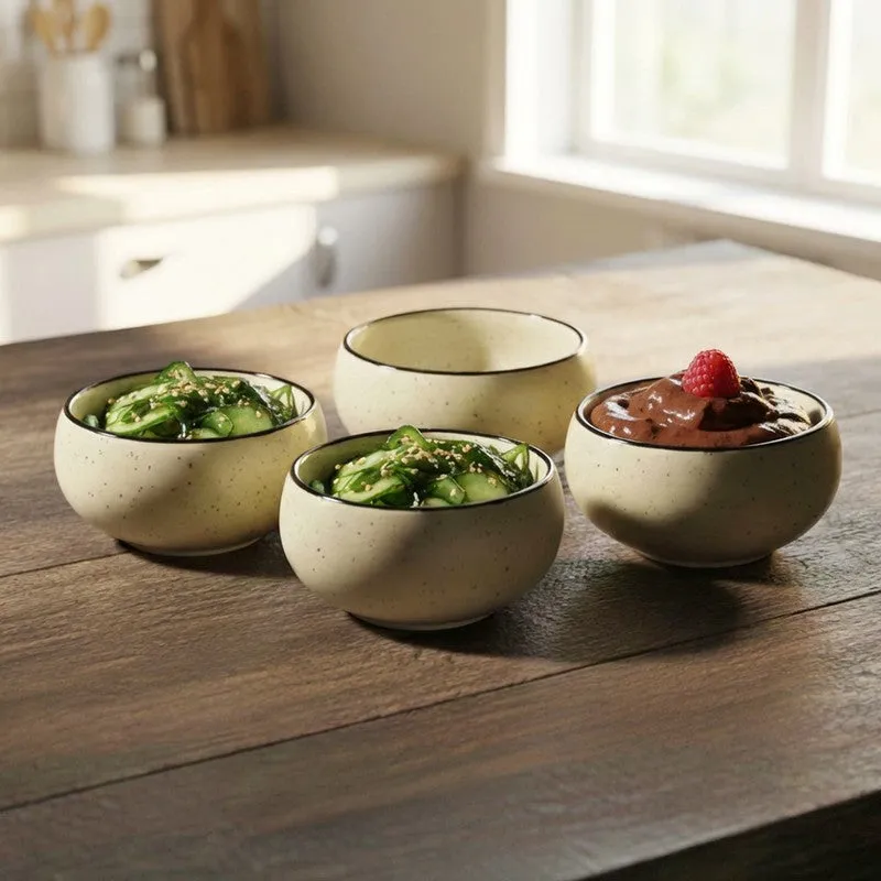 Culine Ceramic Snack Bowls (White, 150 mL Each) - Set Of Four media 1