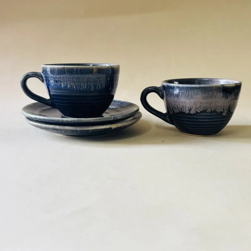 Ceramic Cup & Saucer (Blue/180 mL Each) - Set of Two media 4