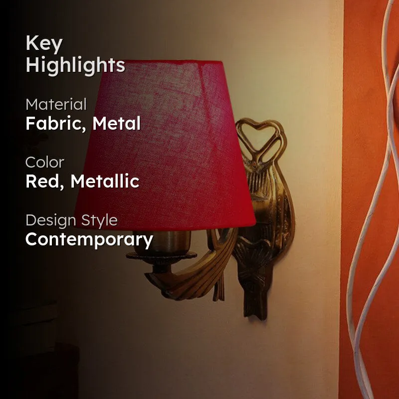 Love Gleam Atva Conical Fabric & Metal Wall Lamp - Red media 2