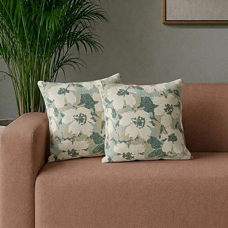 White Lotus Polycotton Cushion Cover - Set Of Two media 1