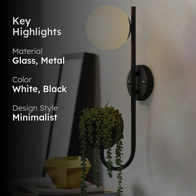 Hymn Sphere Glass & Metal Wall Lamp - Black media 2