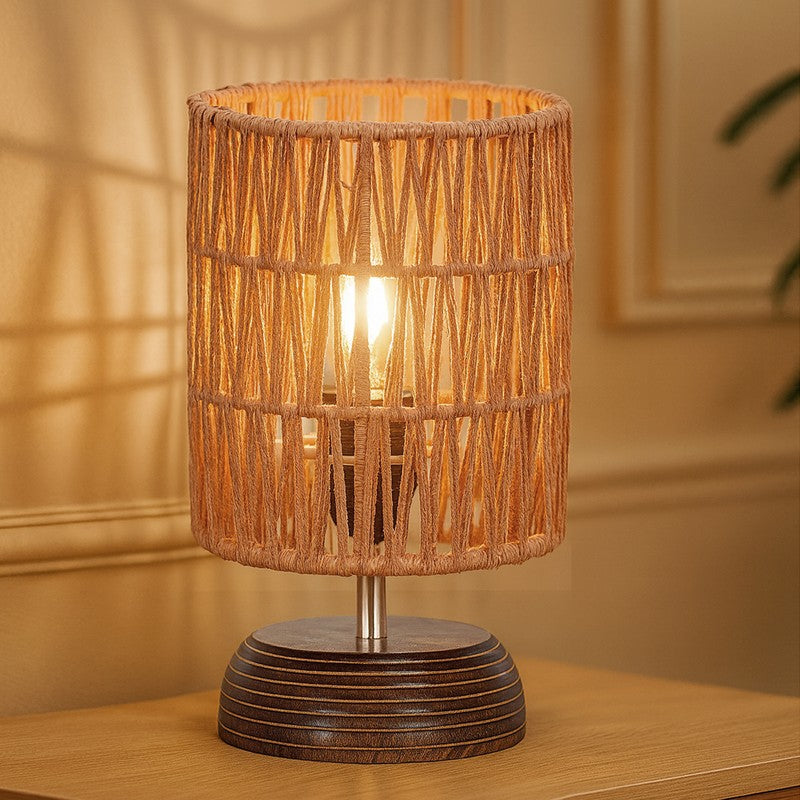 Aura Flick Wooden Table Lamp - Brown,Beige