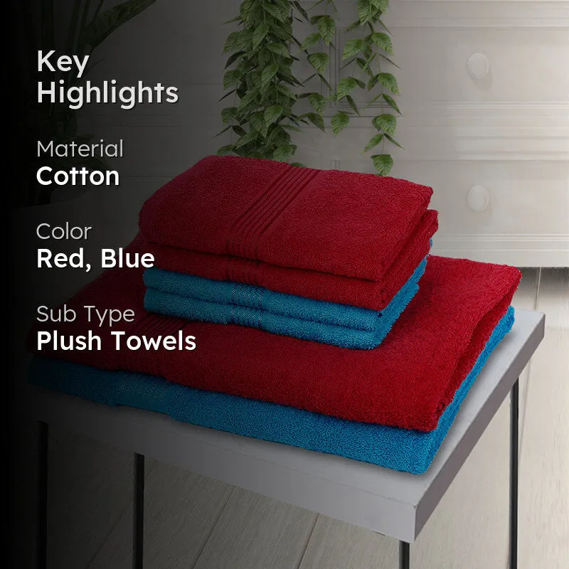 Eva Quick Dry Towel Combo (Red & Blue) - Six Piece Set media 2