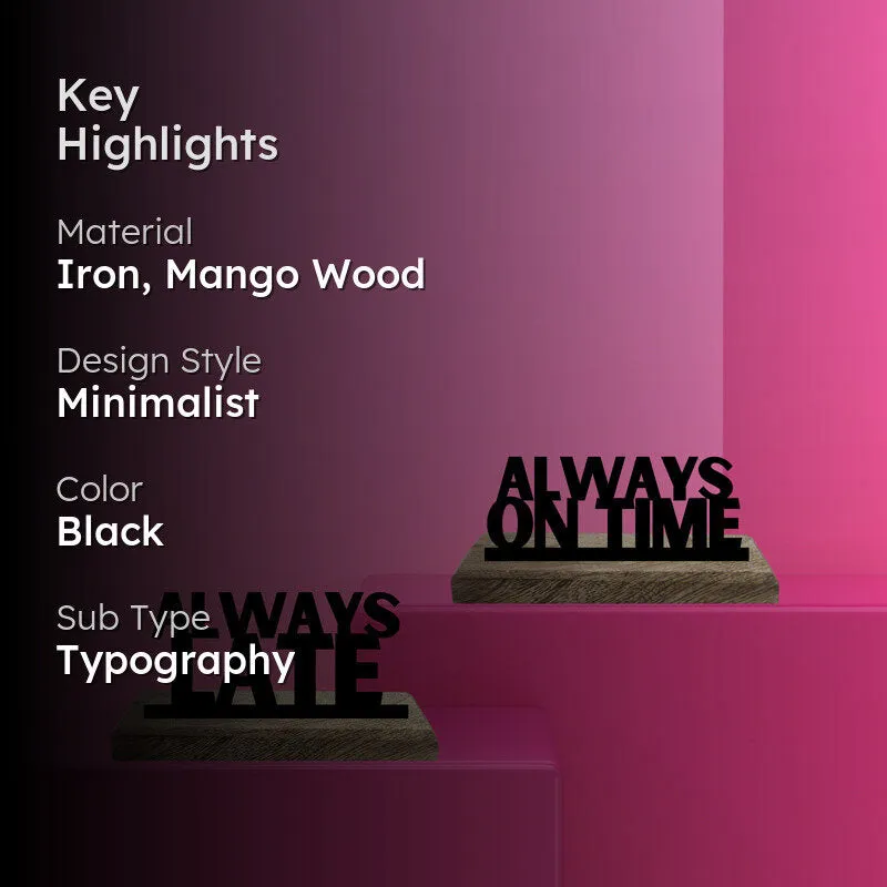 Always Late Typography Showpiece - Set Of Two media 2