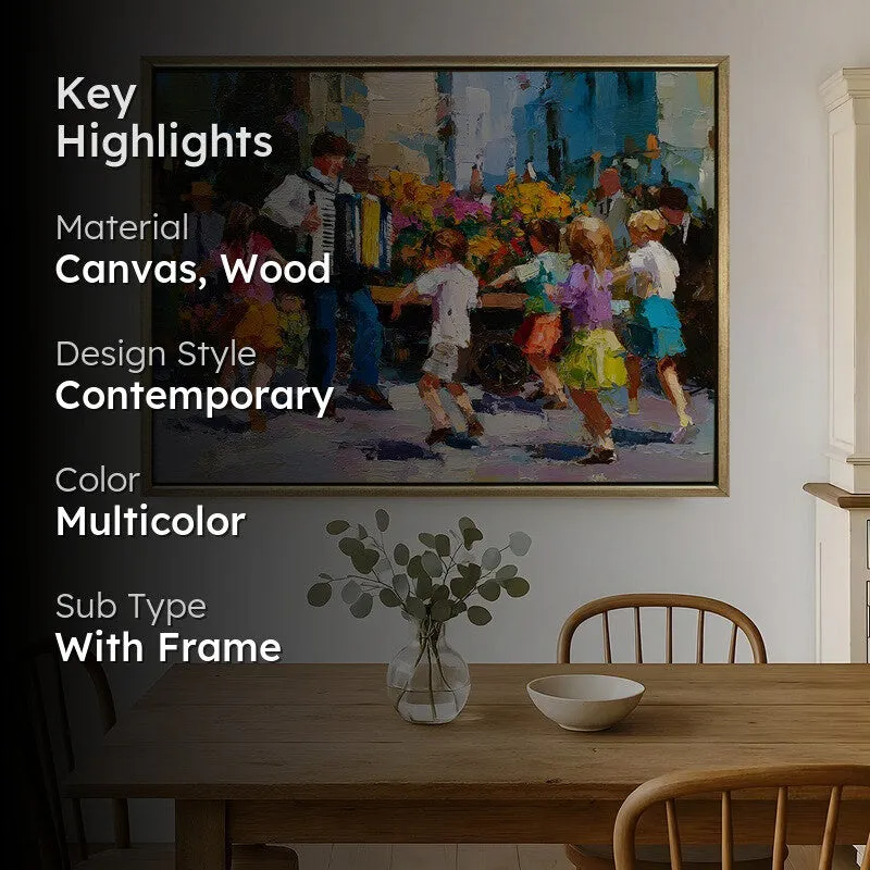 Joyful Market Canvas Wall Painting With Frame media 2