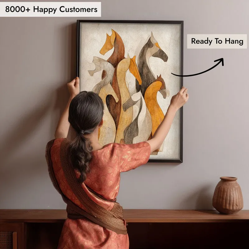 Horse Silhouettes Wall Painting With Black Frame media 8