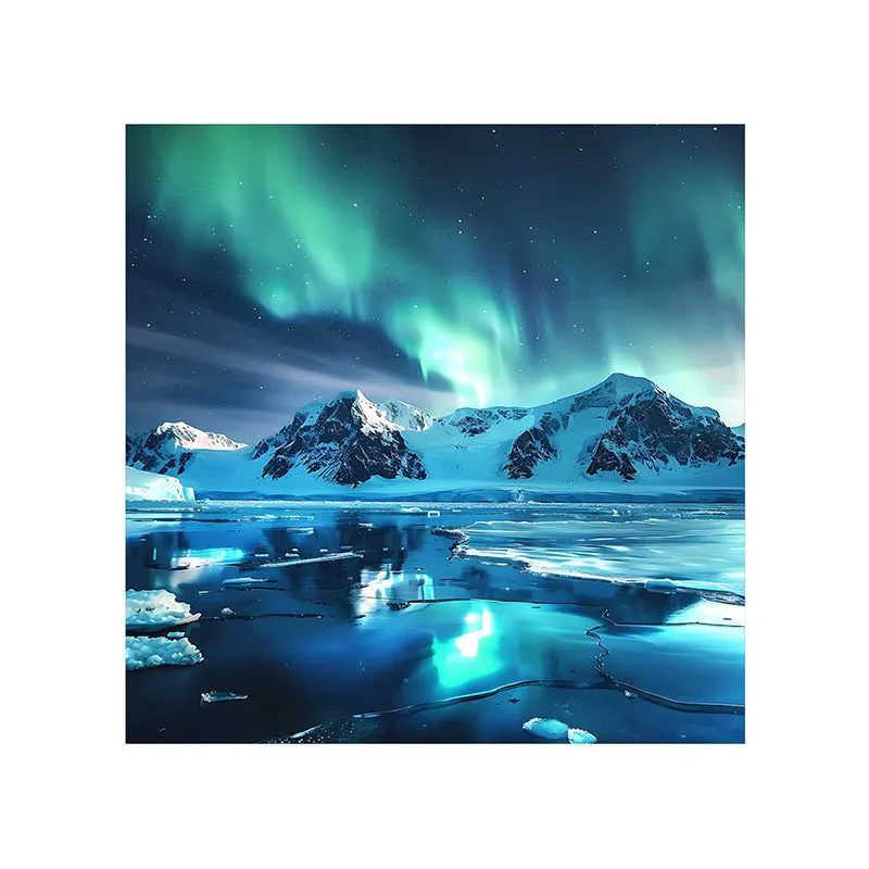Aurora Icy Mountains Wall Painting media 5
