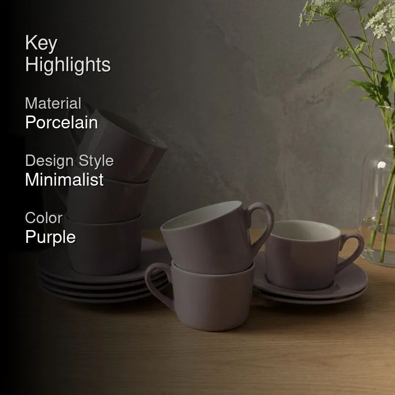 MochaMuse Cup & Saucer (Purple/190 mL Each) - Set of Six - 2