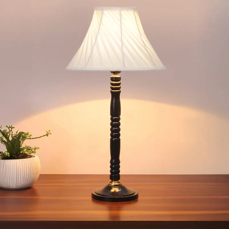 Harbor Light Table Lamp With Wooden Base - Ivory,Black media 1