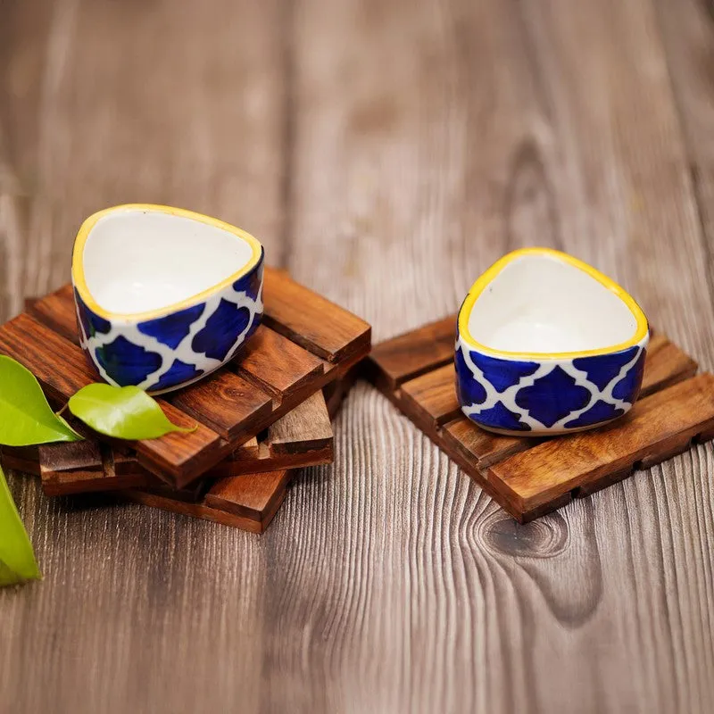 Platore Ceramic Dip Bowls (Blue,Yellow ,40 mL Each) - Set Of Four media 5