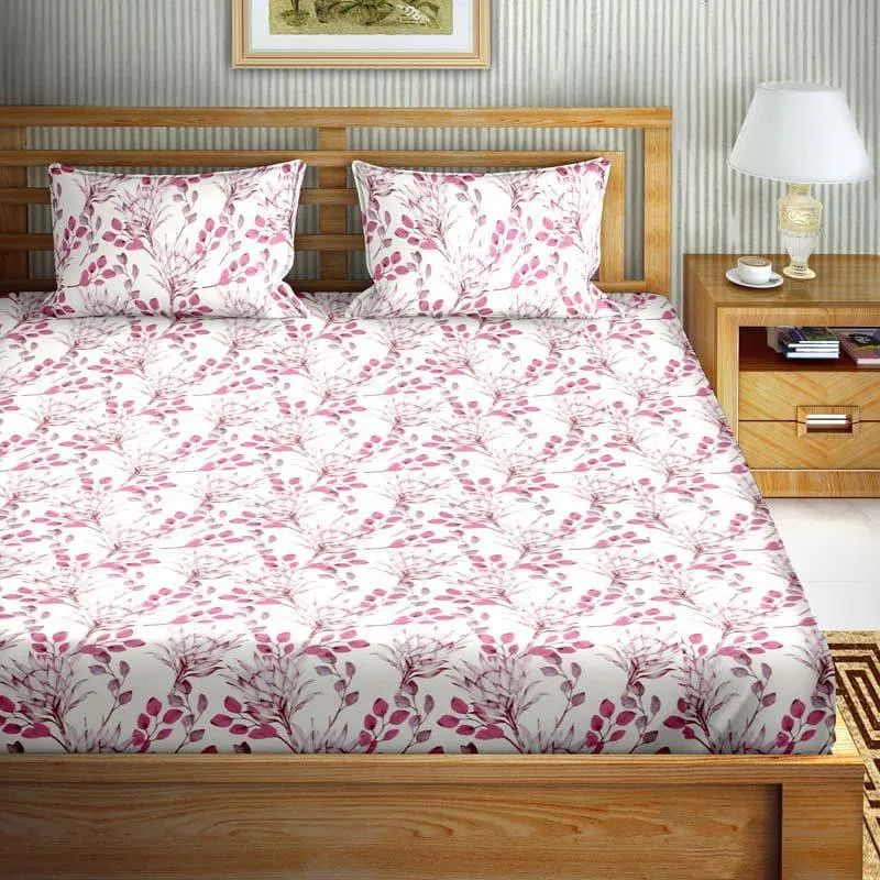 Floral Fantasia Cotton Bedsheet (Pink) - 180 TC media 1