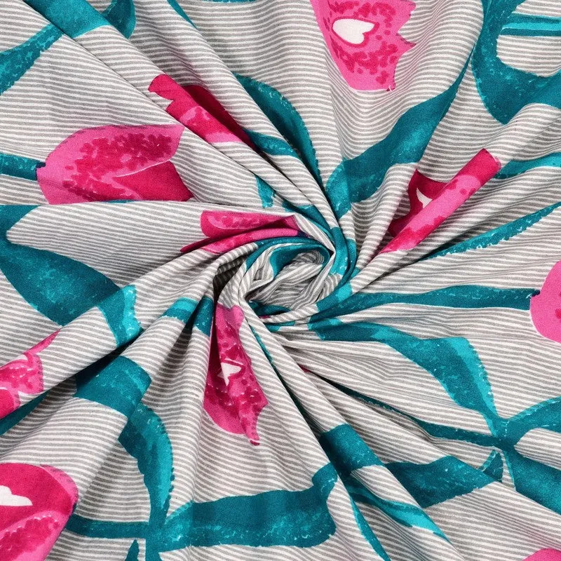 Patternus Cotton Bedsheet (Pink,Blue) - 240 TC media 5