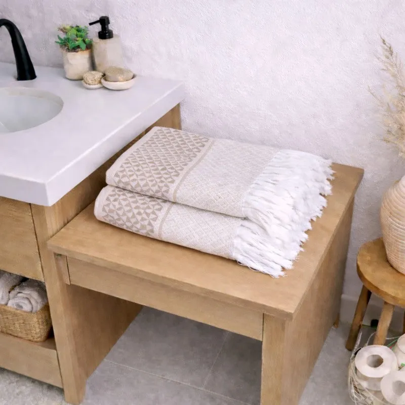 MosacStrip Cotton Hand Towel (Beige) - Set Of Four media 4