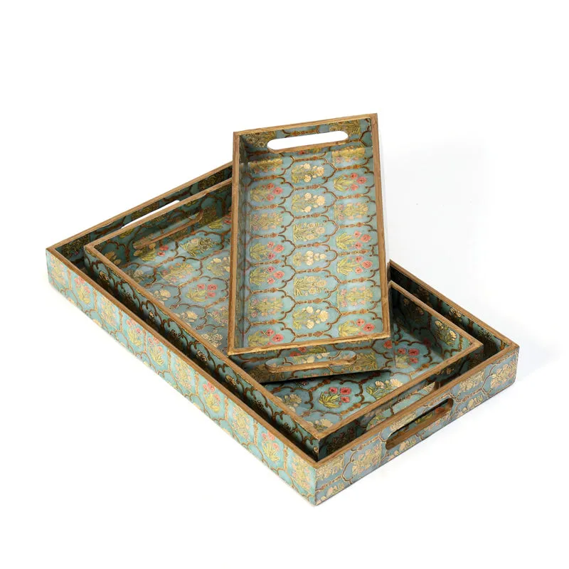 Fleur Jharokha Rectangle Serving Tray - Set Of Three media 3