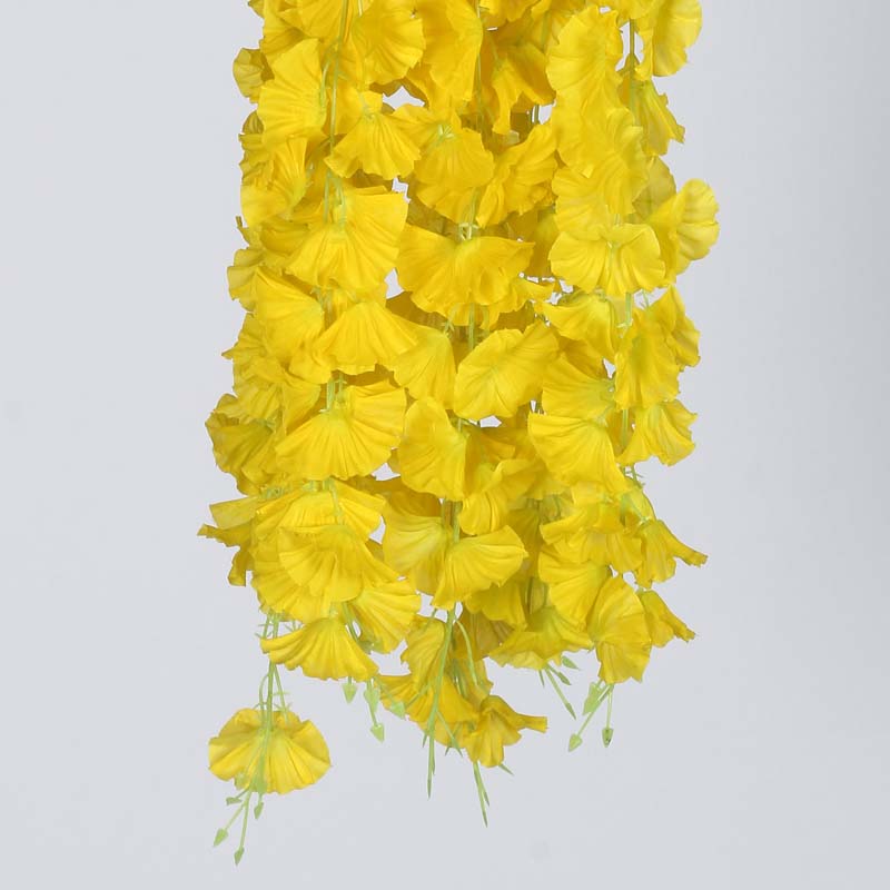 Faux Lush Hanging Morning Glory Plant (Yellow) -  2.8 Feet media 3
