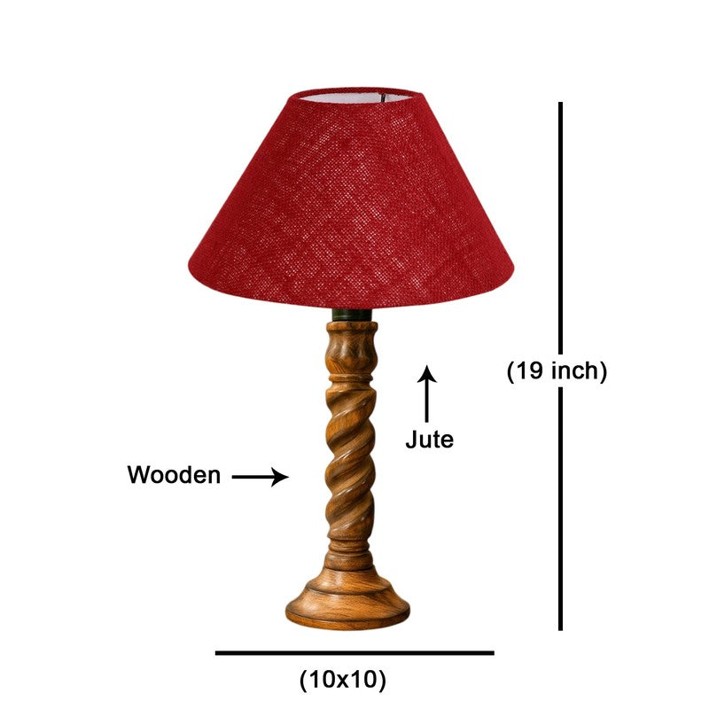Elvane Aiven Wooden Table Lamp - Maroon media 8