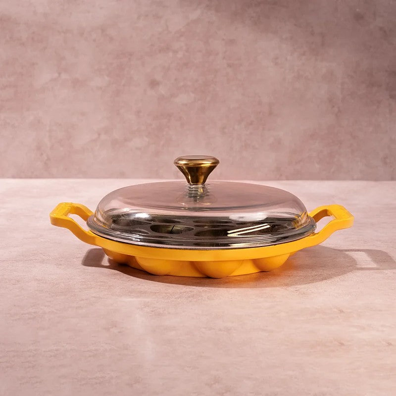 Cumin Co Enamel Cast Iron Paniyaram Pan - Mustard media 6