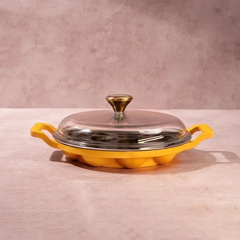 Cumin Co Enamel Cast Iron Paniyaram Pan - Mustard media 6