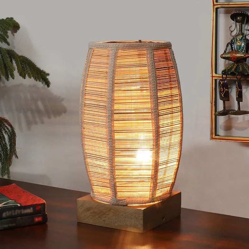 Wovara Edge Bamboo Table Lamp - Beige media 2