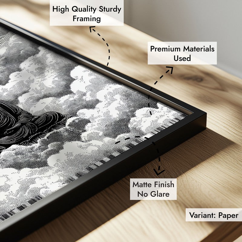 Buddha In Clouded Serenity V Wall Painting With Black Frame media 8