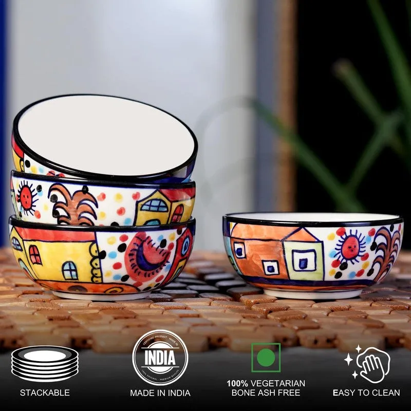 Katoriq Ceramic Snack Bowls (Multicolor, 180 mL Each) - Set Of Four media 4