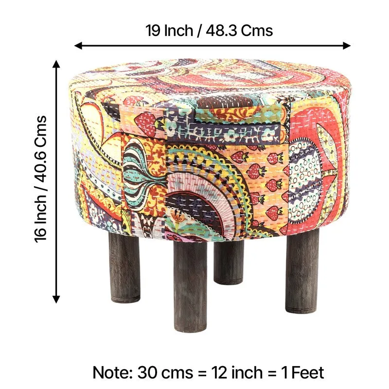 Qverix Acacia Wooden Ottomans - Multicolor media 11