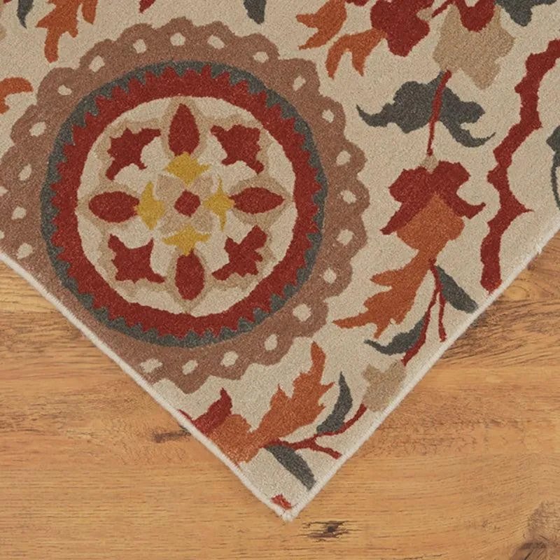 Paladin Hand Tufted Ethnic Wool & Nylon Carpet - Red & Ivory media 5