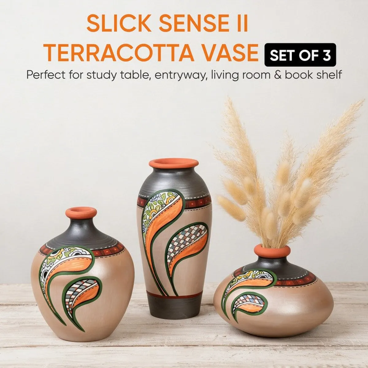 Masika Tribal Terracotta Vase - Set Of Three - 10