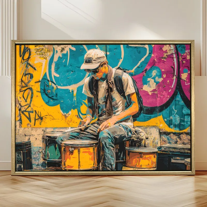 Drum Echo Canvas Wall Painting With Frame media 4