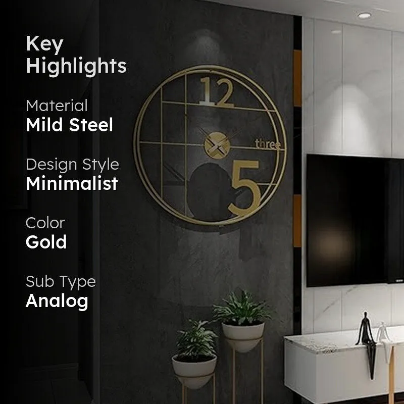 Alarm Silent Wall Clock - Gold media 2
