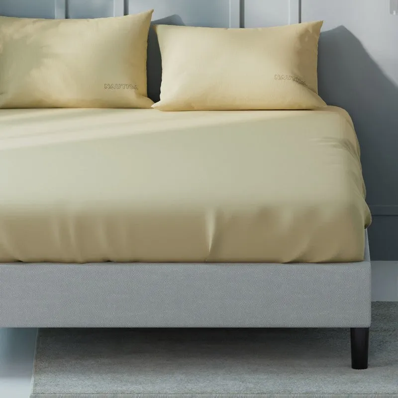 Nautica Cove Accent Solid Cotton Bedsheet (Yellow) - 400 TC media 4