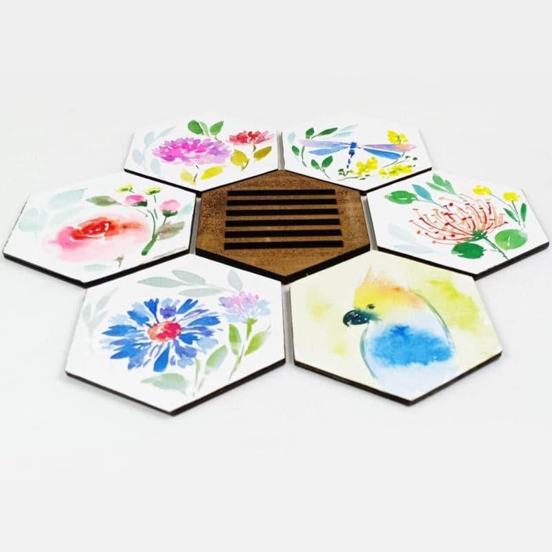 Gracia Blossom Handpainted Coaster -  Set Of Six media 4