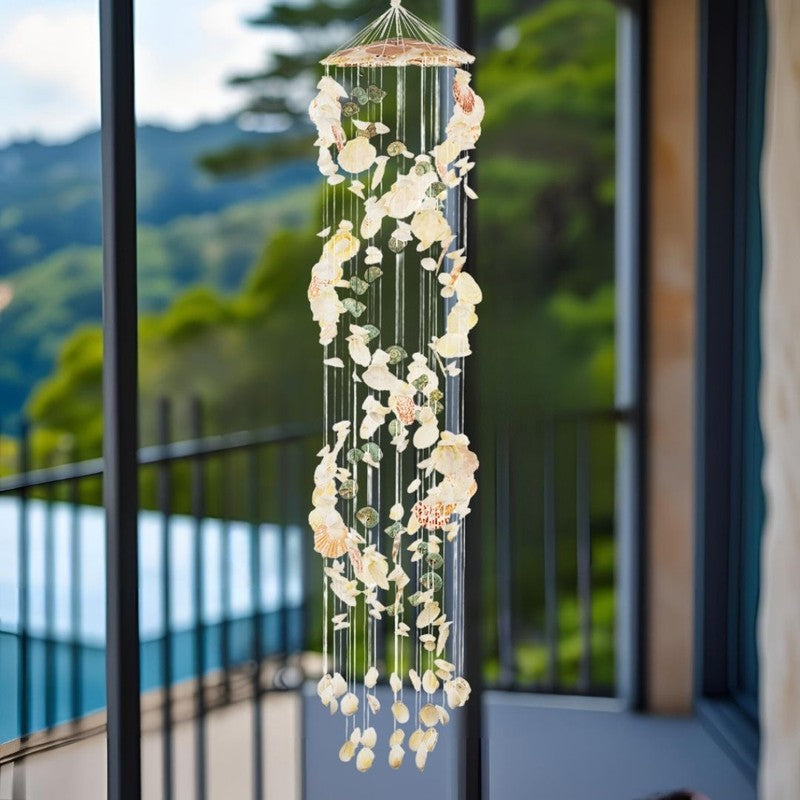 Pearl Spiral Sea Shell Windchime media 3