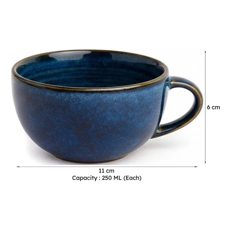 Cuddle Ceramic Tea Cup (250 mL Each),Dark Blue) - Set Of Four media 7