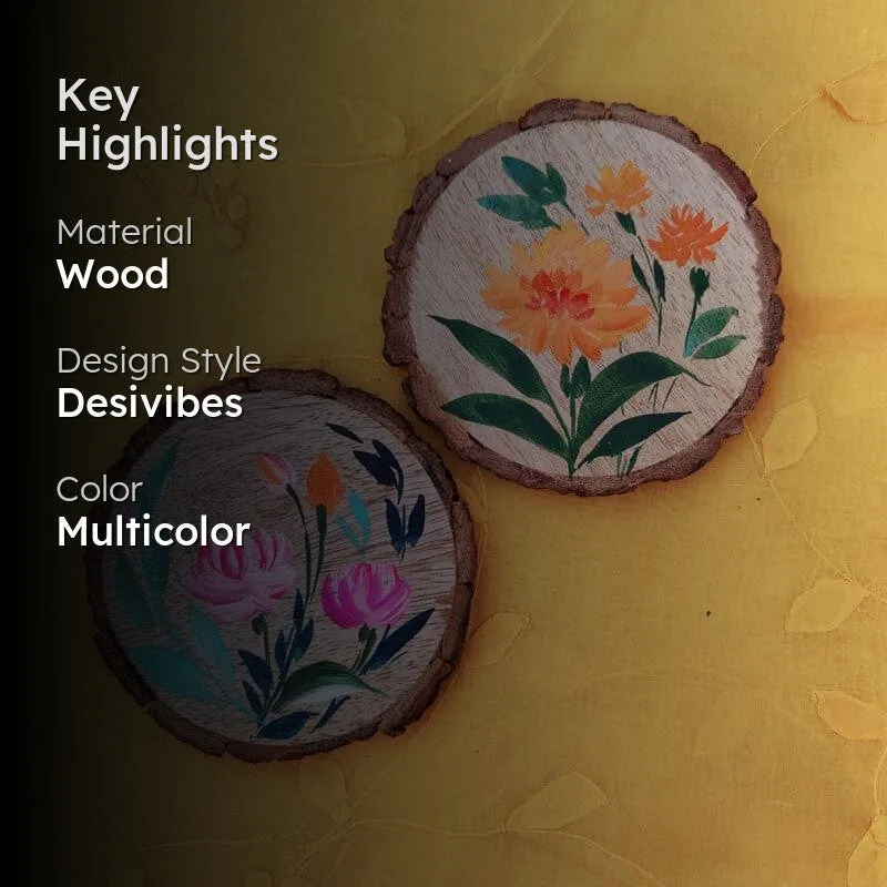Rose Lush Handpainted Coaster - Set Of Two media 2