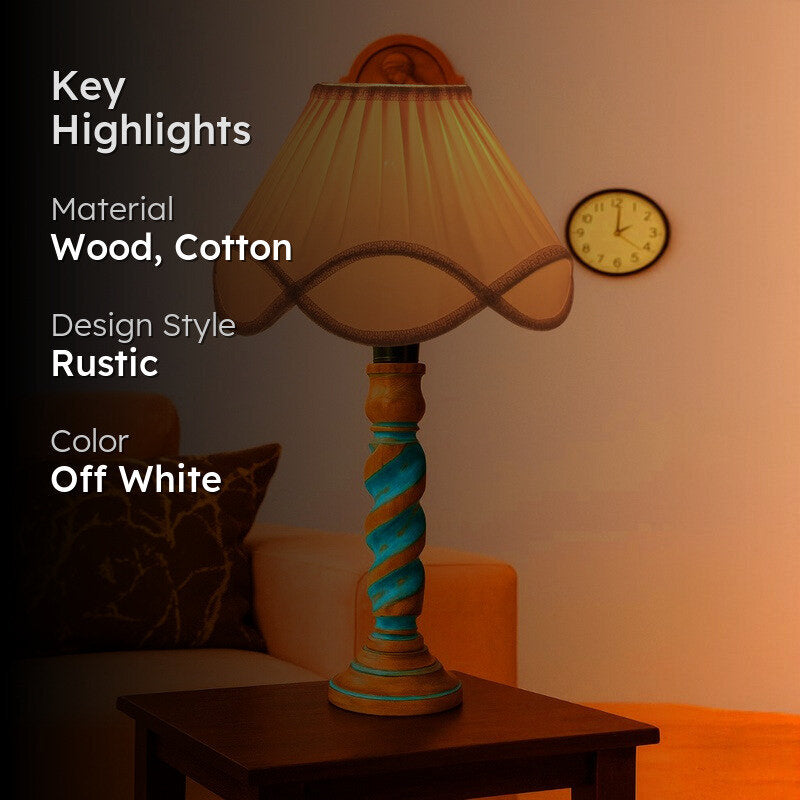 Elara Myra Wooden Table Lamp - OffWhite media 2